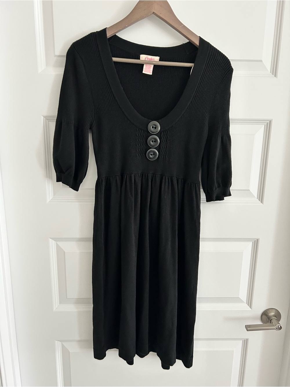 Candies Y2K Babydoll Sweater Dress Black Size L
